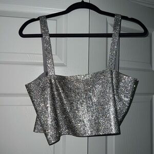 fab'rik Silver Sparkle Crop Top